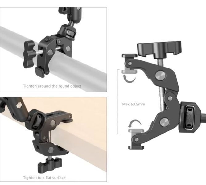 Гнучке регульоване кріплення для камер, світла, мікрофонів SmallRig 4766 Magic Arm з краб-затискачем 20290211-00010 фото