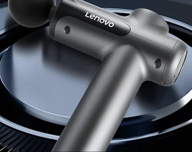 Массажный пистолет Lenovo с 8 насадками серый, 99 режимов интенсивности, бесшумный, USB зарядка LN_MG99 фото