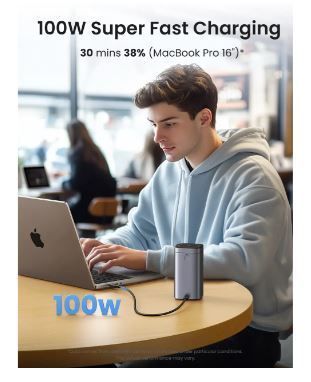Зовнішній акумулятор (повербанк) UGREEN Nexode 145W 20000mAh PB771 з Qi2, 15W бездротовою зарядкою та TFT дисплеєм 20260209-0002 фото