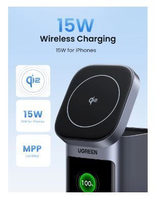 Зовнішній акумулятор (повербанк) UGREEN Nexode 145W 20000mAh PB771 з Qi2, 15W бездротовою зарядкою та TFT дисплеєм 20260209-0002 фото