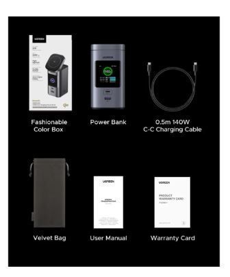 Зовнішній акумулятор (повербанк) UGREEN Nexode 145W 20000mAh PB771 з Qi2, 15W бездротовою зарядкою та TFT дисплеєм 20260209-0002 фото